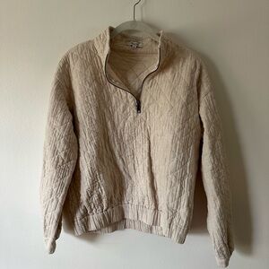 Madewell Cream Zip Up Quilted Sweater